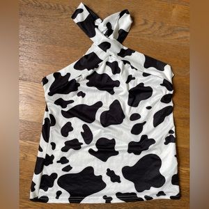 Cow print cross over top